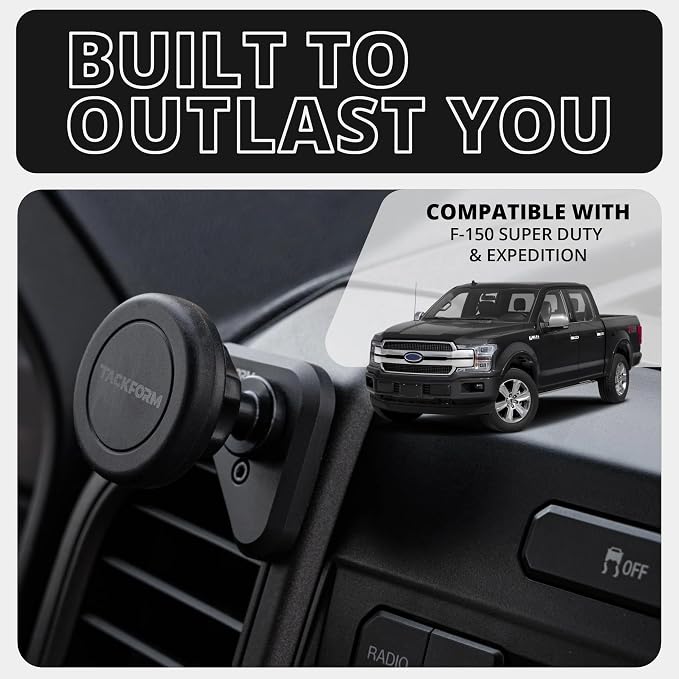 Tackform Link Vent Mount Universal Magnetic Phone Holder Compatible with 2015-2020 Ford F-150, 2017-2021 Super Duty, and 2018-2021 Expedition | Aluminum Base, Short Reach | NOT Compatible With MagSafe