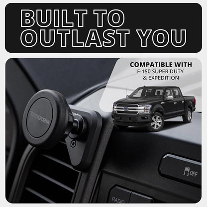 Tackform Link Vent Mount Universal Magnetic Phone Holder Compatible with 2015-2020 Ford F-150, 2017-2021 Super Duty, and 2018-2021 Expedition | Aluminum Base, Short Reach | NOT Compatible With MagSafe