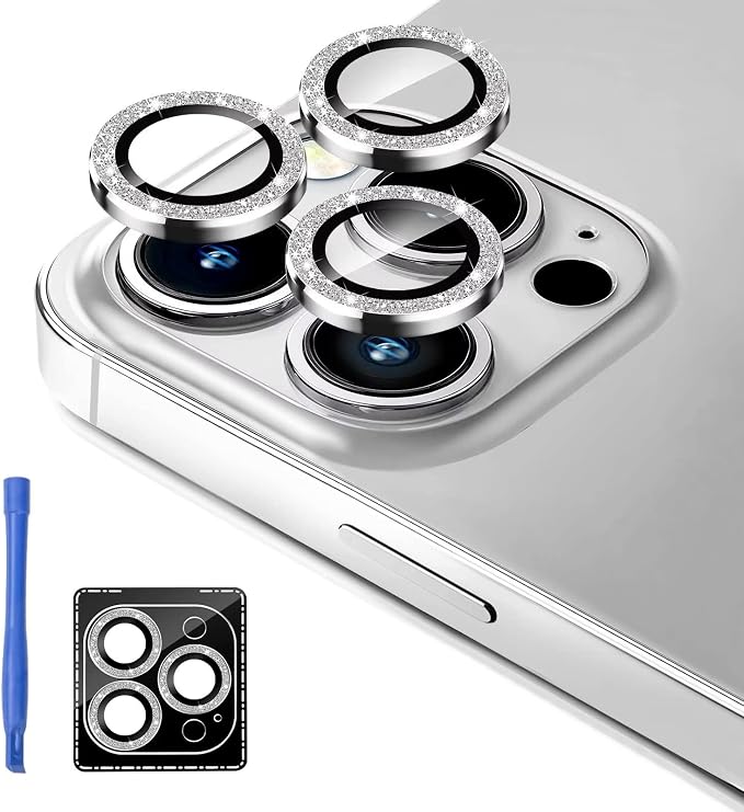 Jeluse [3X2 Pack Designed for iPhone 13 Pro/iPhone 13 Pro Max Camera Lens Protector, 9H Tempered Glass Screen Protector Cover [Alignment Kit Eazy installation] Metal Individual Ring