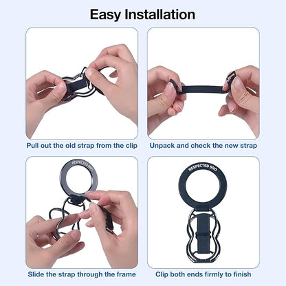 RESPECTED-BRO-3-PCS-Elastic-Strap for Magnetic Phone Grip Stand with Finger Strap, 4-in-1 Magnetic Ring Holder, Kickstand and Elastic Strap for Smartphones (Silver)