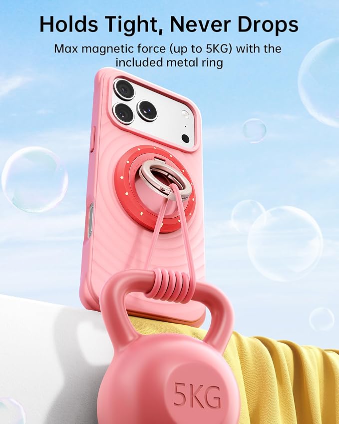 SYNCWIRE Magnetic Phone Ring Holder for MagSafe, 360° Rotation Dual Sided Magnet Grip Cell Phone Ring Stand Finger Kickstand Compatible with iPhone 17 16 15 14 13 12 Pro Max fits MagSafe