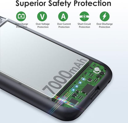 Battery Case for iPhone 8/7/6s/6/SE (2022/2020),[2025 Upgraded] 7000mAh Ultra-Slim Portable Extended Charger Cover for iPhone 8/7/6s/6/SE (2022/2020) Charging Case (4.7 Inch)-Black