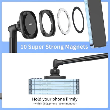 VRIG Magnetic Desk Phone Stand for Office/Home, 360°Rotation Phone Holder with Magnetic Ring Height&Tilt, Adjustable Cell Phone Stand for iPhone 16 15 14 13 12 and More/Android