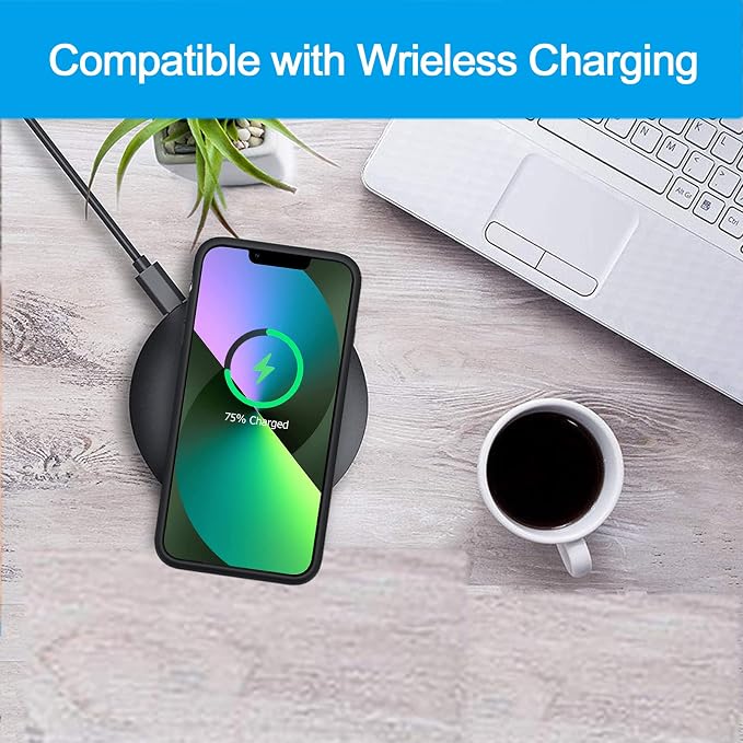 Battery Case for iPhone 13, Upgraded 10000mAh Battery Pack Rechargeable Charger Case Support Carplay with Wireless Charging Compatible for iPhone 13 (6.1 inch) External Battery Charging Case (Black)