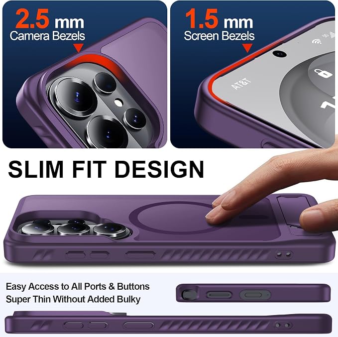 For Samsung Galaxy S26 Ultra Case with Kickstand,1*Screen Protector,[Compatible with Magsafe]Translucent Matte Military-Grade Protection,Magnetic Phone Case for Samsung Galaxy S26 Ultra,6.9"-Purple