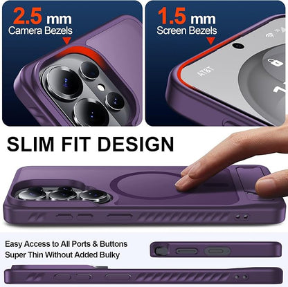 For Samsung Galaxy S26 Ultra Case with Kickstand,1*Screen Protector,[Compatible with Magsafe]Translucent Matte Military-Grade Protection,Magnetic Phone Case for Samsung Galaxy S26 Ultra,6.9"-Purple