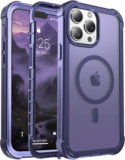 jaroco Magnetic for iPhone 13 Pro Case, [Compatible with MagSafe][Military Grade Drop Protection][Heavy Duty Protection][Non-Slip][Shockproof] 2-Layer Durable Bumper Phone Case 6.1''-Dark Purple