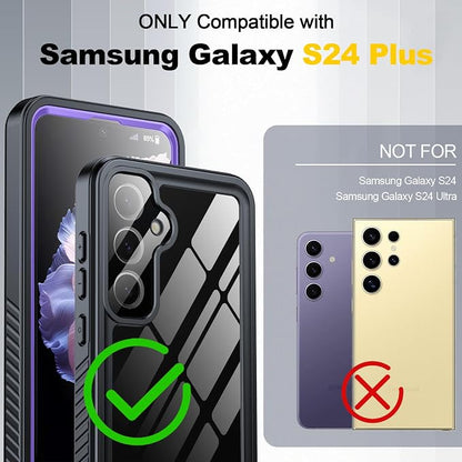 ANTSHARE for Samsung Galaxy S24 Plus Case Waterproof, Built-in Lens & Screen Protector 360° Full Body Heavy Duty Protective Shockproof IP68 Underwater Case for Galaxy S24 Plus (2024) 5G-Purple