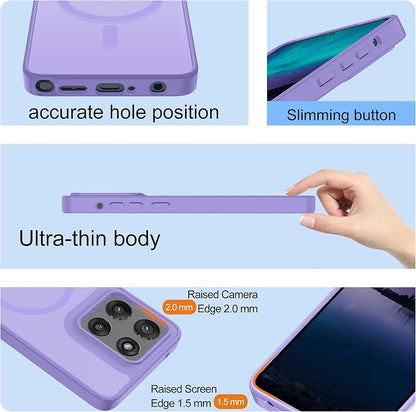 For Motorola Moto G Stylus 2025 Case Magnetic,Translucent Matte Compatible with Magsafe [Military-Grade Protection] with Screen Protector Shockproof Protective Case for Moto G Stylus 2025-Light purple