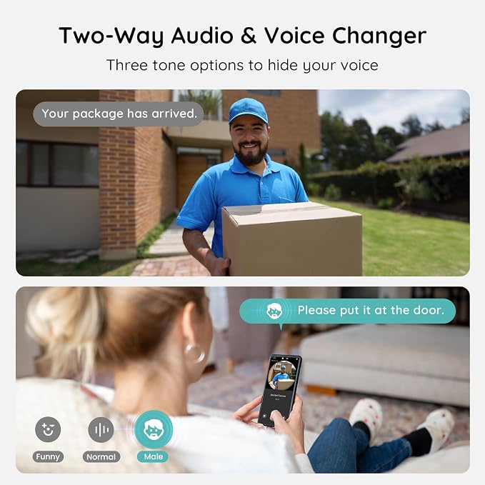 BOIFUN Video Doorbell Camera Wireless, 180° Wide View, 2K HD, No Subscription, AI Human Detection, Head-to-Toe, HDR Night Vision, Two-Way Audio, Battery Powered with Chime, 2.4 GHz Wi-Fi Only