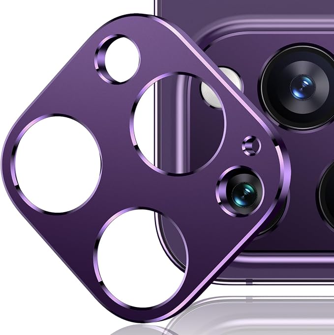 Mothca 2 Pack Camera Lens Protector for iPhone 14 Pro/iPhone 14 Pro Max Matte Alloy Camera Cover [No Affect Photo Quality] No Lens Metal Ring Strong Adhesion Camera Protector Case Friendly (Purple)