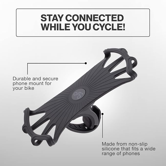 TeamObsidian Bike Phone Mount [ Size L] Made of Durable Non-Slip Silicone. Rotatable Mobile Cellphone Holder/Universal Cradle for All Bicycle Handlebars and 99% of Smartphones: