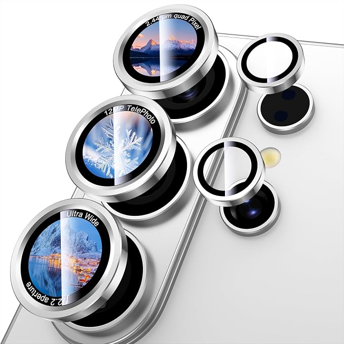 Uyiton for Samsung Galaxy S26 Ultra Camera Lens Protector - [Case-Friendly][Not Easy to Break][Ultra-Thin] Military-Grade Tempered Glass with Aluminum Metal Rear Camera Screen Cover - White