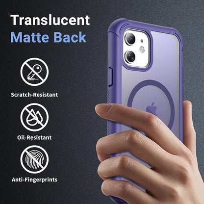 jaroco Magnetic for iPhone 12/12 Pro Case, [Compatible with MagSafe][Military Grade Drop Protection][Heavy Duty Protection][Non-Slip][Shockproof] 2-Layer Durable Bumper Phone Case 6.1''-Dark Purple