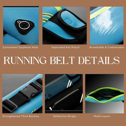 USHAKE Running Belt with Bounce-Free Pouch for iPhone and Samsung Galaxy - Ideal for Running, Walking, Cycling, and Gym Workouts