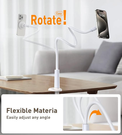 Magnetic Gooseneck Phone Holder Mount for iPhone 17/16/15/14/13/12 - Magnetic Stand Tabletop Clamp 360°Rotation Adjustable for Office/Home Compatible with iPhone 17 16 15 14 13 12 Mini Plus Pro Max