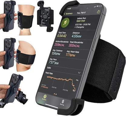 Cikyner Running Armband with Suction Cup, 3 in 1 Phone Holder Sports Armband Bicycle Phone Holder 360° Rotatable & Detachable Running Phone Armband for 4.5-7'' iPhone for Gym Hiking