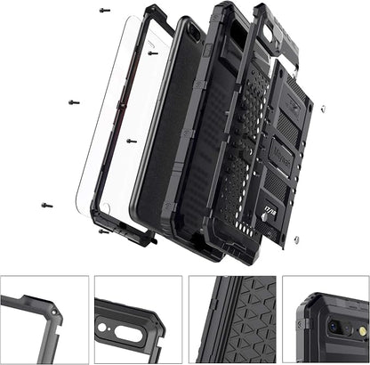 Mitywah Waterproof Case Compatible with iPhone 7 / iPhone 8 Heavy Duty Durable Metal Full Body Protective Case Built-in Screen Protection Shockproof Dustproof Rugged Military Grade Defender, Red