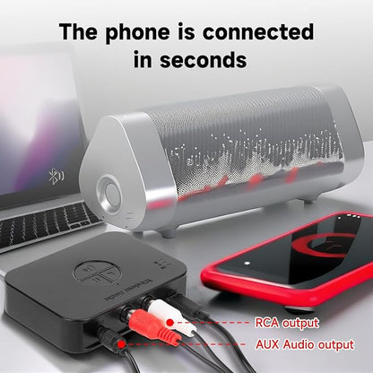 M2R Bluetooth 5.4 Audio Receiver 3.55mm RCA Bluetooth Adapter for Stereo Wireless Audio Receiver/USB Flash Drive/NFC One Touch Connection for Home and Car Stereo System Speakers