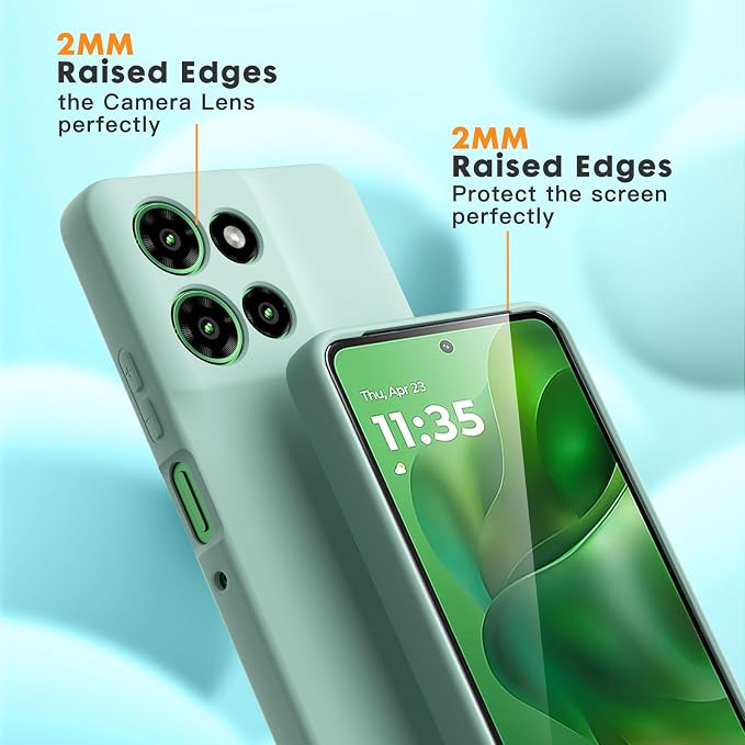 Case for Motorola Moto G Power (2025), 2 Pack Tempered Glass Screen Protectors, Soft TPU Silicone Shockproof Case-Mint