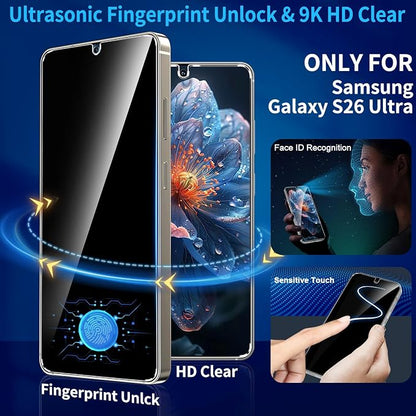 3 Pack Privacy Screen Protector for Samsung Galaxy S26 Ultra Tempered Glass + 2 Pack Camera Lens Protector, True 25°Anti Spy, Military Grade Shatterproof, 9H+ Hardness, Auto Alignment Frame 6.9"