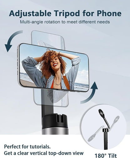 Magnetic Phone Tripod for iPhone MagSafe - 67" Auto-Deploy Selfie Stick with Wireless Remote, 360° Rotatable Tripod Stand for Video Recording, Live Streaming, Vlogging