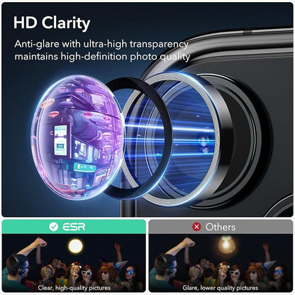 ESR 2 Pack Camera Lens Protector for iPhone 15/15 Plus/14/14 Plus, Ultra-tough HD Individual Lens Protectors, Scratch Resistant, Ultra-thin Tempered Glass, Armorite Series, Black