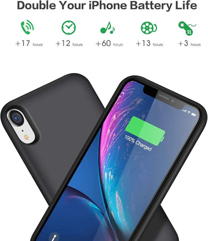 Battery Case for iPhone XR, 6800mAh Portable Charging Case for iPhone XR Rechargeable Backup External Battery Pack Extended Battery Protective Charger Case(6.1inch)-Black