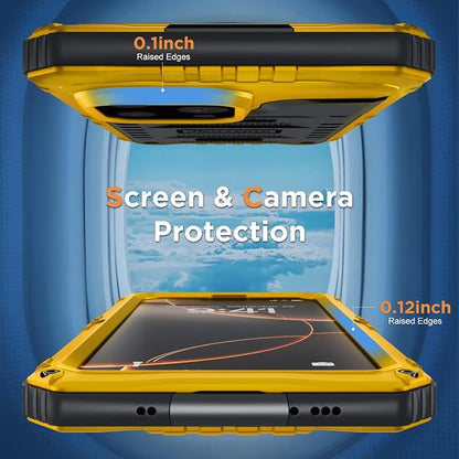Beasyjoy for iPhone 16 Pro Max Case Waterproof, Metal Heavy Duty Full Body Protective Case with Built-in Screen Protector, Military Grade Shockproof Defender Cover for iPhone 16 Pro Max 6.9", Yellow