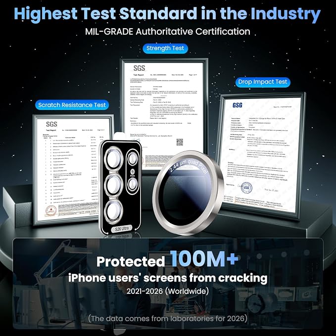 Uyiton for Samsung Galaxy S26 Ultra Camera Lens Protector - [Case-Friendly][Not Easy to Break][Ultra-Thin] Military-Grade Tempered Glass with Aluminum Metal Rear Camera Screen Cover - Grey