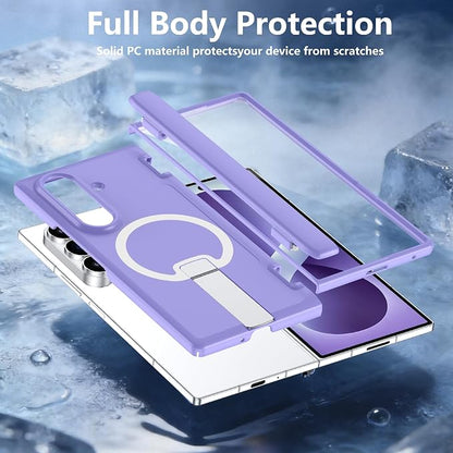 For Samsung Galaxy Z Fold 8 Ultra Case with Kickstand & Screen Protector | MagSafe-Compatible,Military Grade Drop Tested Non-Slip Slim Shockproof Case for Samsung Galaxy Z Fold 8 Ultra-Lilac Purple