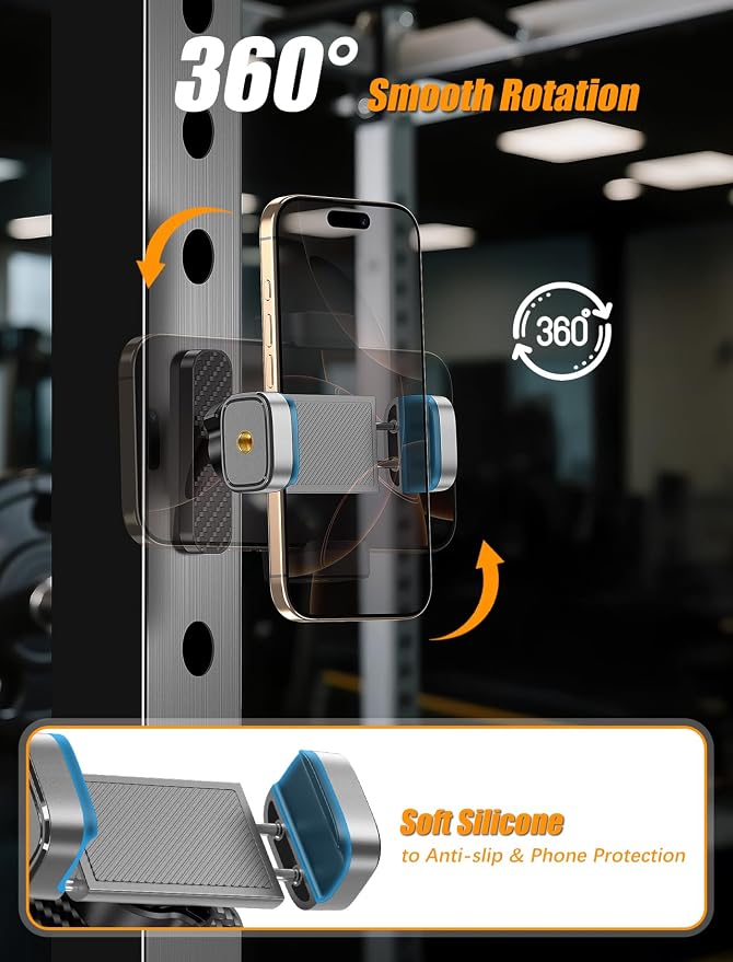MOKPR Gym Magnetic Phone Holder【Strong Magnets】- 360 Adjustable Magnetic Phone Holders,Phone Holder Gym Accessories for Men Women Compatible with All Phones