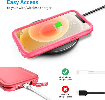 SPORTLINK for iPhone 12/12 Pro Waterproof Case, Full Body Shockproof Dustproof Phone Screen Protector Rugged Cases for iPhone 12/12 Pro 6.1 Inches Pink