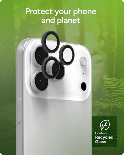 ZAGG iPhone Camera Lens Protector for iPhone 17/16/15 Pro and Pro Max Models - Silver, Camera Ring, Maximum Impact & Scratch Protection, Anti-Reflective Technology, Smudge-Resistant, Glass Elite