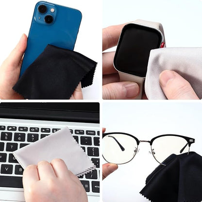 Vemiss 6 Pack Microfiber Glasses Cleaning Cloth, Wipes Lens Eyeglasses & Screens - Reusable, Portable with Keychain & Pouch - Sunglasses, Jewelry, Phone Cleaner Cloth (Color 2)
