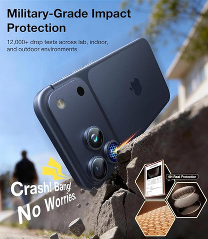 UltraGlass UNBREAK TOP 9H+ Glass for iPhone 17 Pro Max/17 Pro Camera Protector [NO.1 Military Grade Shatterproof] iPhone 17 Pro Max Camera Lens Protector, 17 ProMax Lens Screen Cover, Deep Blue