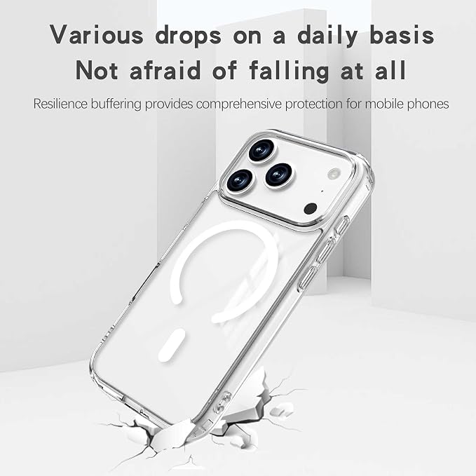 Magnetic Designed for iPhone 17 Pro Case Clear, [Compatible with Magsafe] [Not Yellowing] [Military-Grade Drop Protection] Clear Phone Cases for Apple iPhone 17 Pro - 6.3 Inch 2025