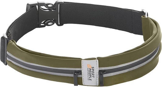 Running Belt for Women and Men, Waterproof Phone Holder for Running, Reflective 2-Pocket Waist Pack for Storing Runner’s Essentials Safely, Running Fanny Pack Fits Most Phones, Adjustable Belt Bag