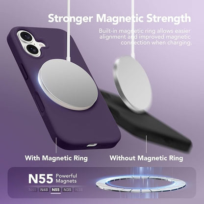 GONEZ Magnetic for iPhone 17 Case, Compatible with MagSafe, [Screen Protector + Camera Lens Protector], Liquid Silicone Anti-Scratch Shockproof Protective Phone Case 6.3 inch, Deep Purple