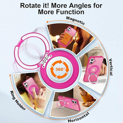 360° Magnetic Swivel Ring for iPhone 17 case, Built-in Metal Stand and Ring Holder, Magsafe Compatible, Military Grade Protection, Shock Resistant - Rose Pink