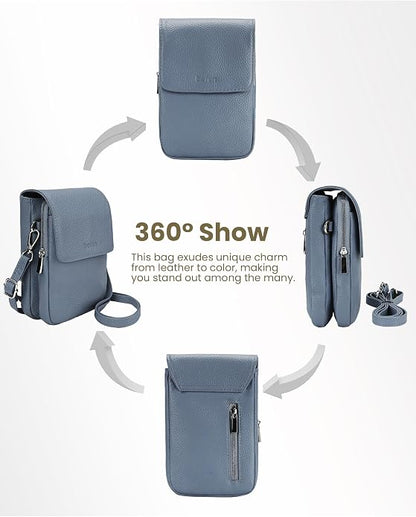 befen Genuine Leather Small Crossbody Bags for Women, Cell Phone Cross body Purse Bag with RFID Blocking Card Slots