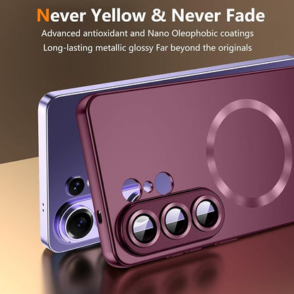 for Samsung Galaxy S26 Ultra Case,Luxury Plating Matte Case for Galaxy S26 Ultra Full Camera Lens Cover & Privacy Screen Protector Cute Women Girls Phone Cover for S 26 Ultra, Burgundy