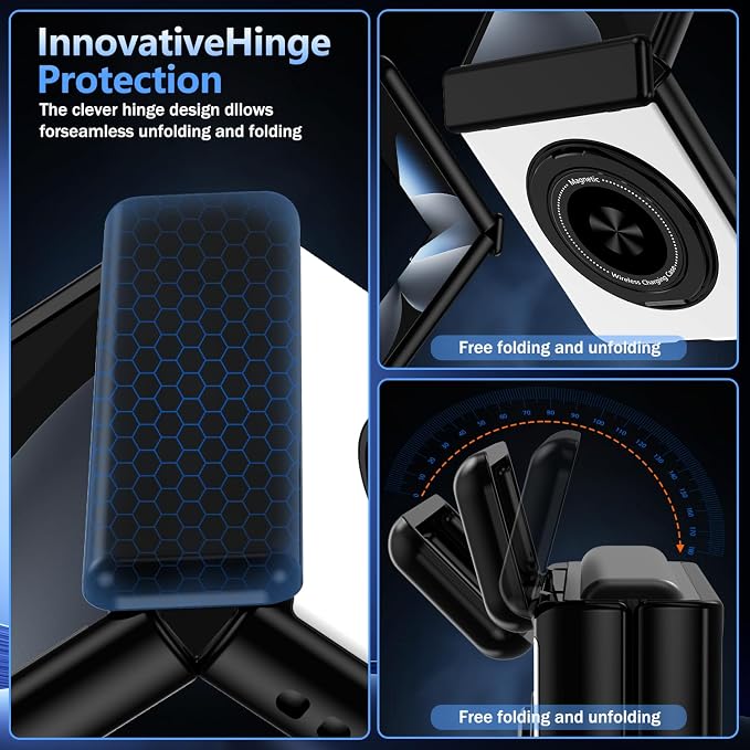Hekodonk for Galaxy Z Flip 8 Case with 360 Rotatable Stand,[Compatible with MagSafe][Front Screen Protector],Magnetic Ring Holder with Hinge Protective Case for Samsung Z Flip 8,Sliver