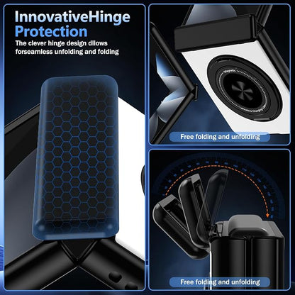 Hekodonk for Galaxy Z Flip 8 Case with 360 Rotatable Stand,[Compatible with MagSafe][Front Screen Protector],Magnetic Ring Holder with Hinge Protective Case for Samsung Z Flip 8,Sliver