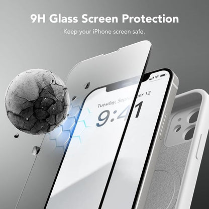 Magnetic for iPhone 12 Case, Compatible with MagSafe, [Full Camera Protection][Screen Protector] Silicone Shockproof Protective Phone Case for iPhone 12 6.1", White