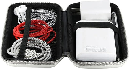 iMangoo Travel Essential Electronics Organizer Pouch Charger Case, Shockproof Dual Zipper Power Bank Cables Tech Accessories Purse, Men & Women Travel Must Have Storage Bag, 6.5x3.2x1 inch Silver