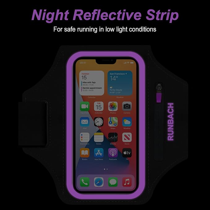 Armband for Samsung Galaxy S26/S25/S24/S23/S22/S21/S20/S10/S9/S8,Galaxy A01/A8/A10e/A20e/A41/M01/Xcover 5,Water Resistant Sport Armband with Zipper Slot for Galaxy Buds (Purple)