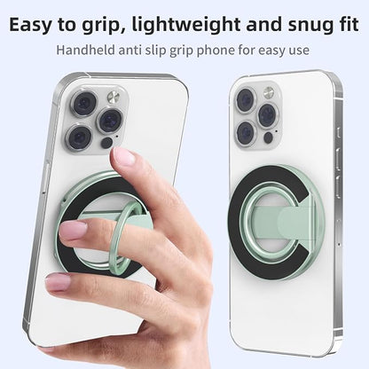 RESPECTED BRO-Magnetic-Phone-Ring-Holder with Dual Rings, Compatible with iPhone 17/16/15/14/13/12, Multifunctional Stand for Office, Gym, Kitchen & All Metal Surfaces, Finger Loop Grip (Light Green)