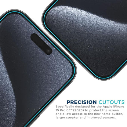 Tech Armor for Apple iPhone 15 Pro Screen Protector Glass 6.1 inch - Ballistic Tempered, Case Friendly, Easy Install, Sensor Protection, HD, 9H Hardness, 3 Pack + Bonus Camera Lens Protectors