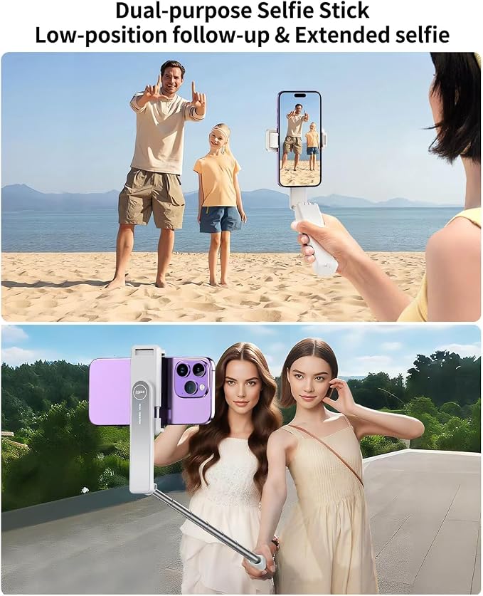 yAyusi New Ultra Mini Selfie Stick for iPhone, Extendable Aluminum Portable Selfie Stick with Remote, Compact Phone Selfie Sticks Compatible with 4-7" Phones for Vlog/Video Record/Live Stream (White)